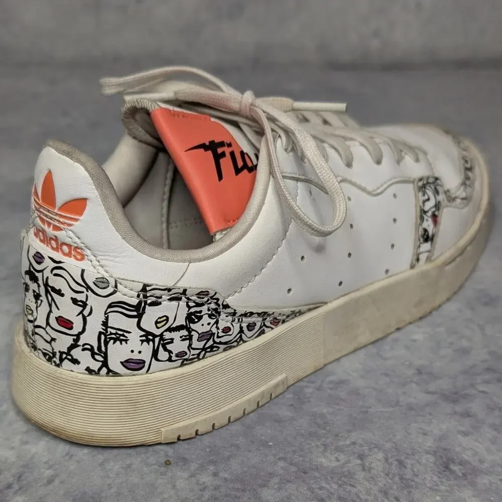 Adidas × Fiorucci Supercourt Lipstick Leather Sneakers in White, Women's Size 8